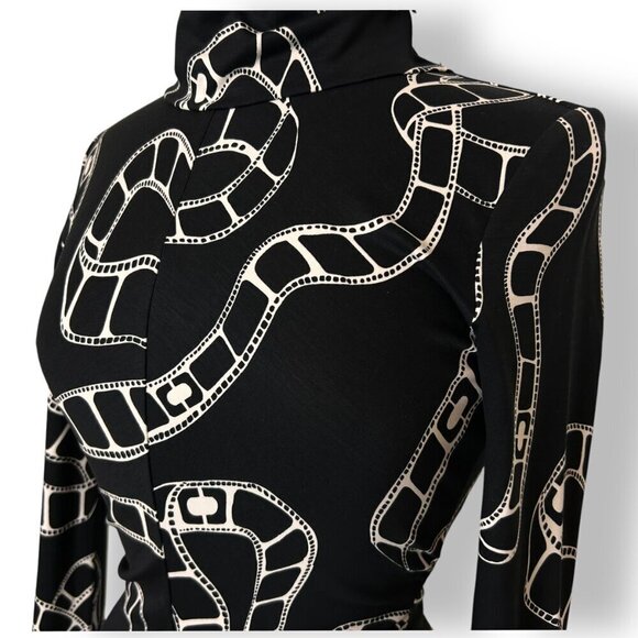 NWT DVF Diane Von Furstenburg Briony Movie Chain A-line Dress Knee Length Sz XS - Picture 2 of 11